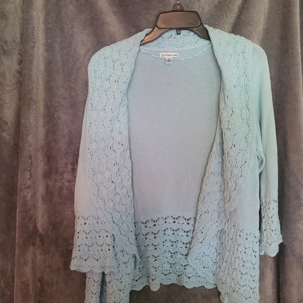 Croft & Barrow open front cardigan. Light blue, knited, size 2X
